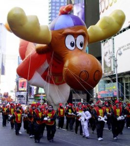 The Bullwinkle the Moose balloon moves through Tim