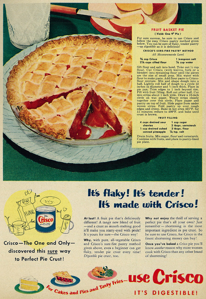 Old-fashioned fruit pie. Cherry Fruit Pie. Made with Crisco. 