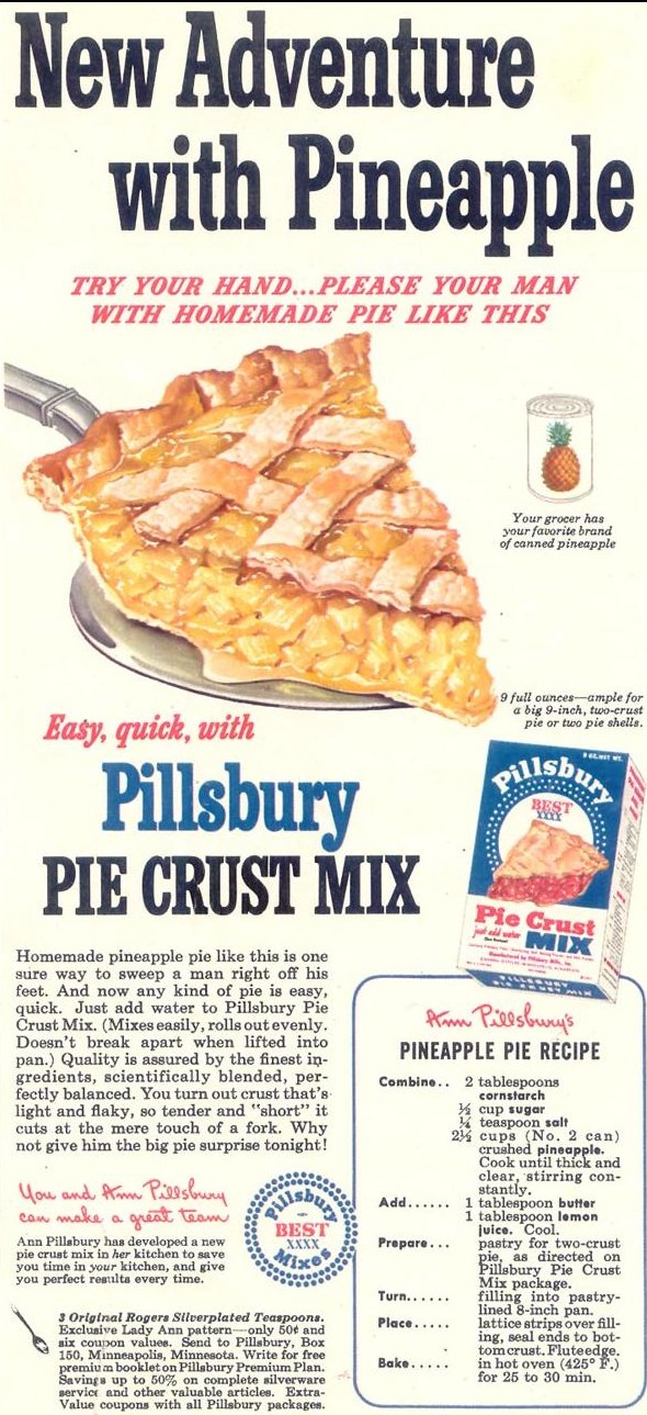 Pineapple Pie Recipe 1950
